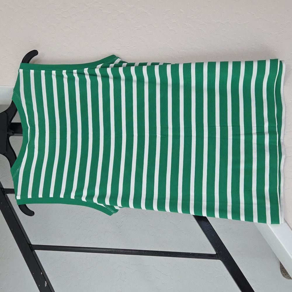 CAbi 5758 Green and White Diagonal Striped Tank Top Size M - Picture 4 of 6